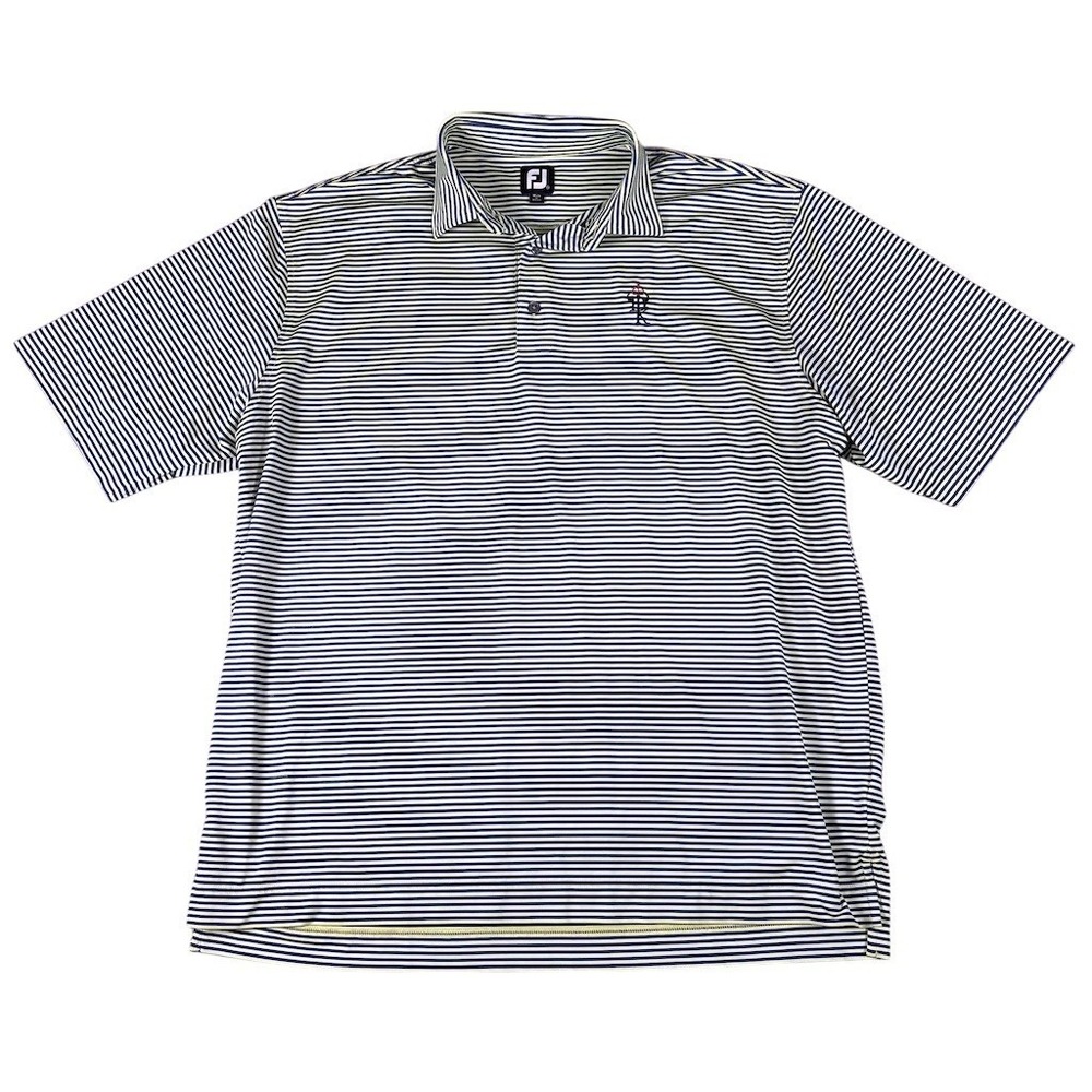 FootJoy Polo Shirt Mens 2XL Blue‎ Striped Short Sleeve Golf Performance